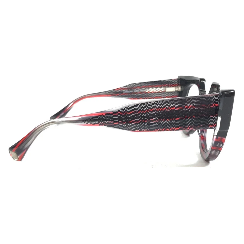 J. F. Rey Eyeglasses Frames CAROLINA 0830 Black Red Round Full Rim 49-23-143